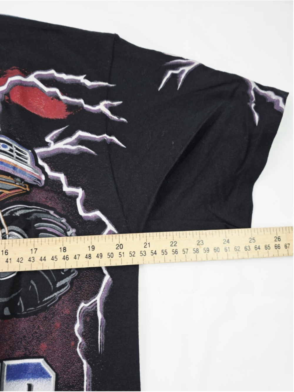 Rare Vintage Monster Wars Tour USA All Over Print Tee Hot Rod Black Size L - Picture 3 of 5